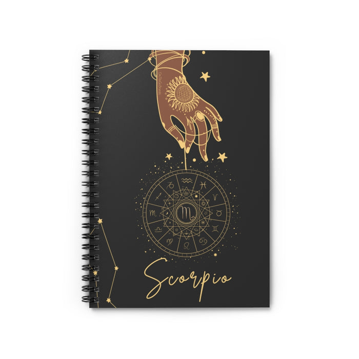 Scorpio Obsidian Spiral Notebook - Ruled Line